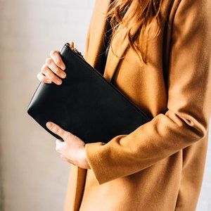 Liz Riden Navy Blue Large Makeup Bag | Leather Cosmetic Bag NWT